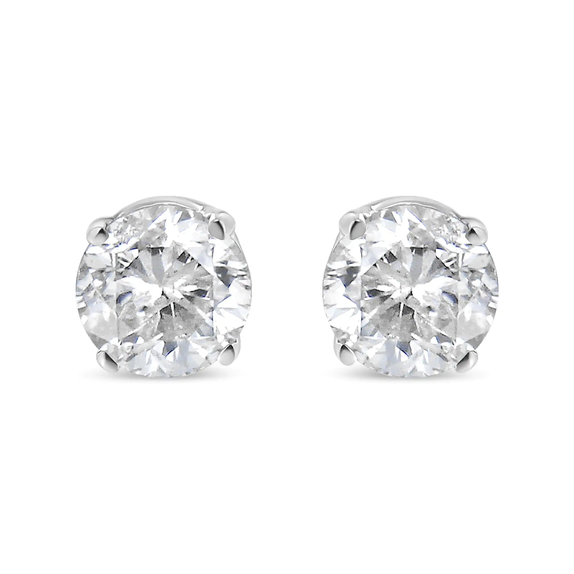 18K White Gold 1/4 Cttw Round Brilliant-Cut Near Colorless Diamond Classic 4-Prong Stud Earrings (G-H Color, VS1-VS2 Clarity)