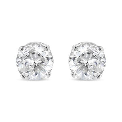 18K White Gold 1/4 Cttw Round Brilliant-Cut Near Colorless Diamond Classic 4-Prong Stud Earrings (G-H Color, VS1-VS2 Clarity)