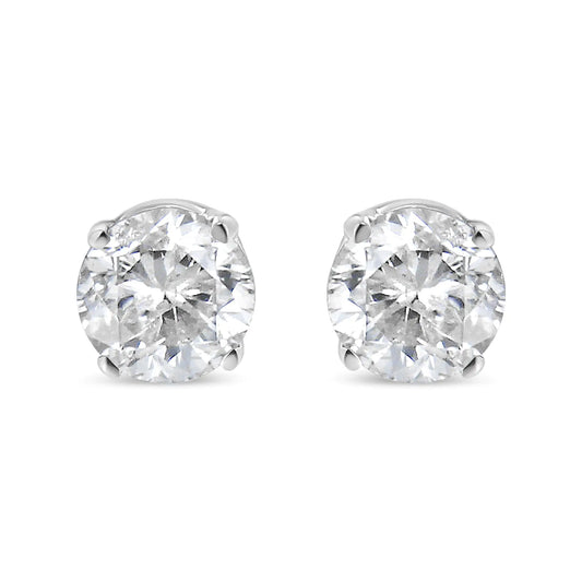 18K White Gold 1/4 Cttw Round Brilliant-Cut Near Colorless Diamond Classic 4-Prong Stud Earrings (G-H Color, VS1-VS2 Clarity)