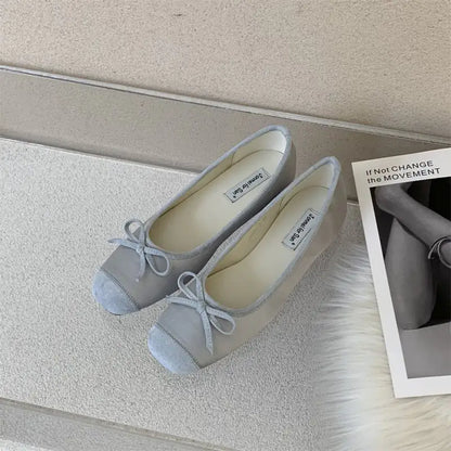 Ballet Flats Gray Satin Style 37