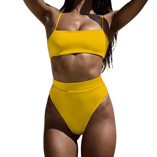 Brazilian Ribbed Bikini Set: Sizzling Yellow Style 2 Medium