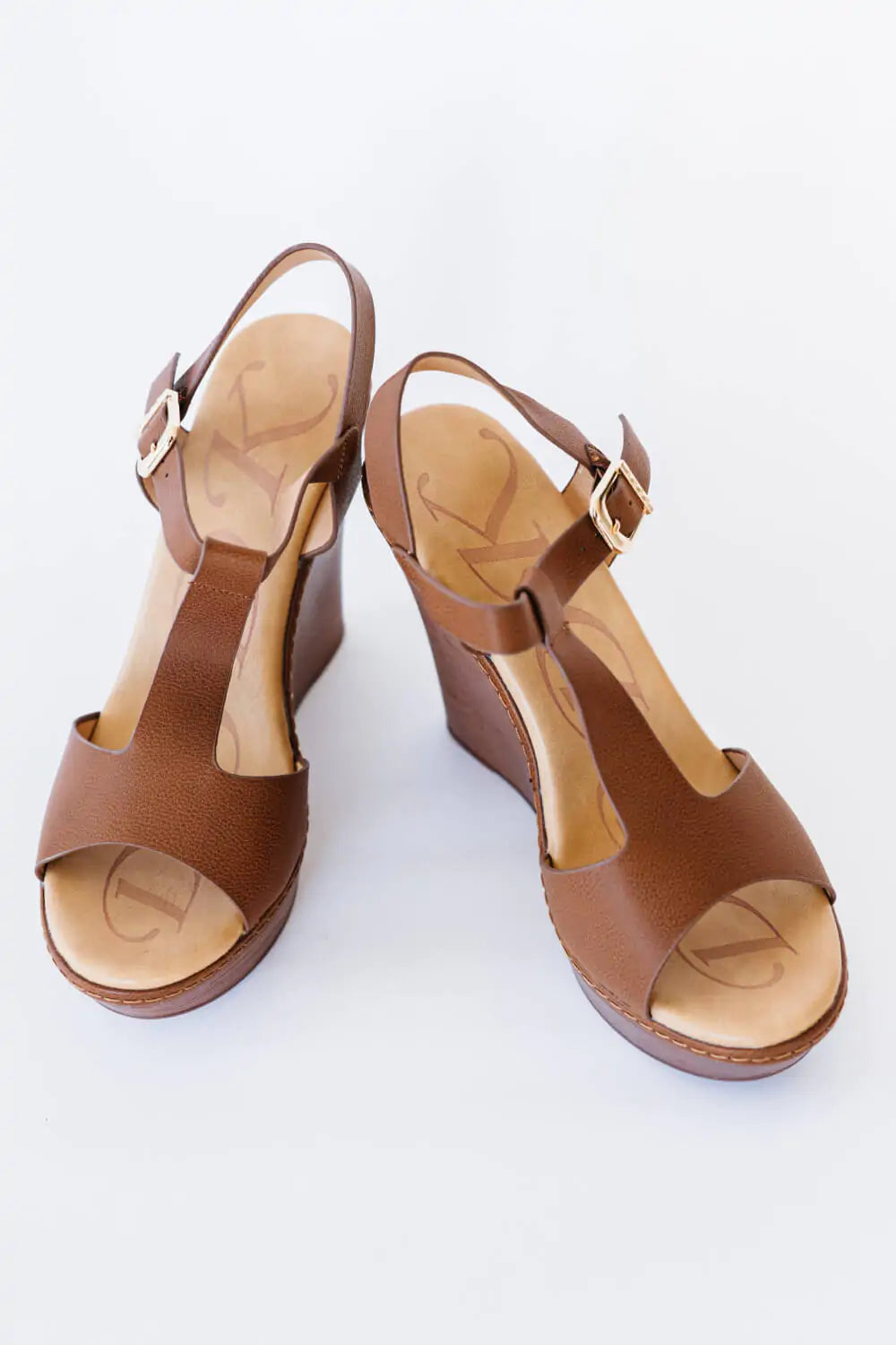 Tan Wedge Platform Sandals 6