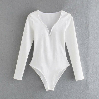 Sexy Women Bomb Knitted Bodysuits Soft Slim Jumpsuits white