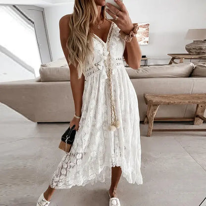 Lace Summer Dress White M