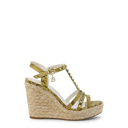 Yellow Snakeskin Wedge Sandals 10