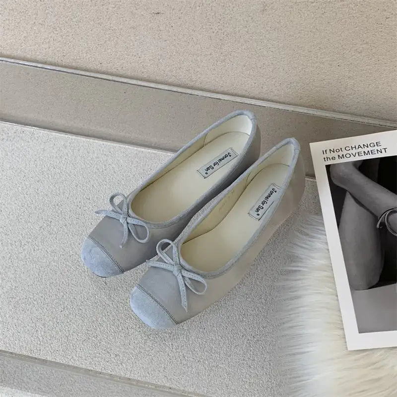 Ballet Flats Gray Satin Style 39