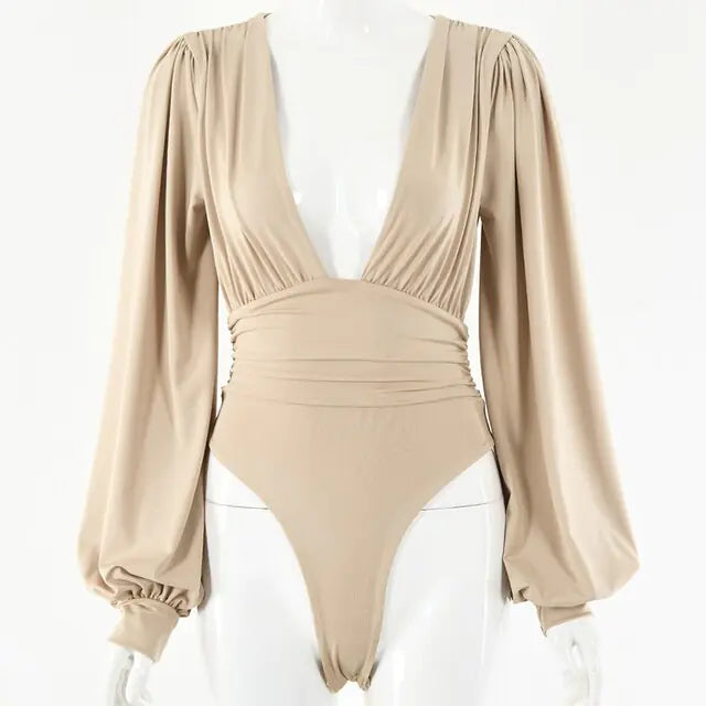 Women's Sexy Fashion Bodysuit Beige Large