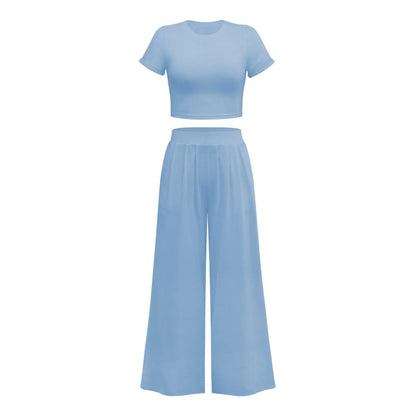 Jiggle Lounge Wide Pants Set Blue L