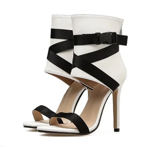 Sexy High Heeled Slingback Sandals with Cross Strap
