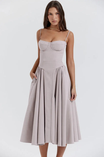 Ella Corset Dress Light Gray S