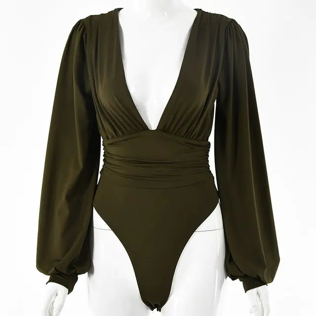 Women's Sexy Fashion Bodysuit Dark Green Large