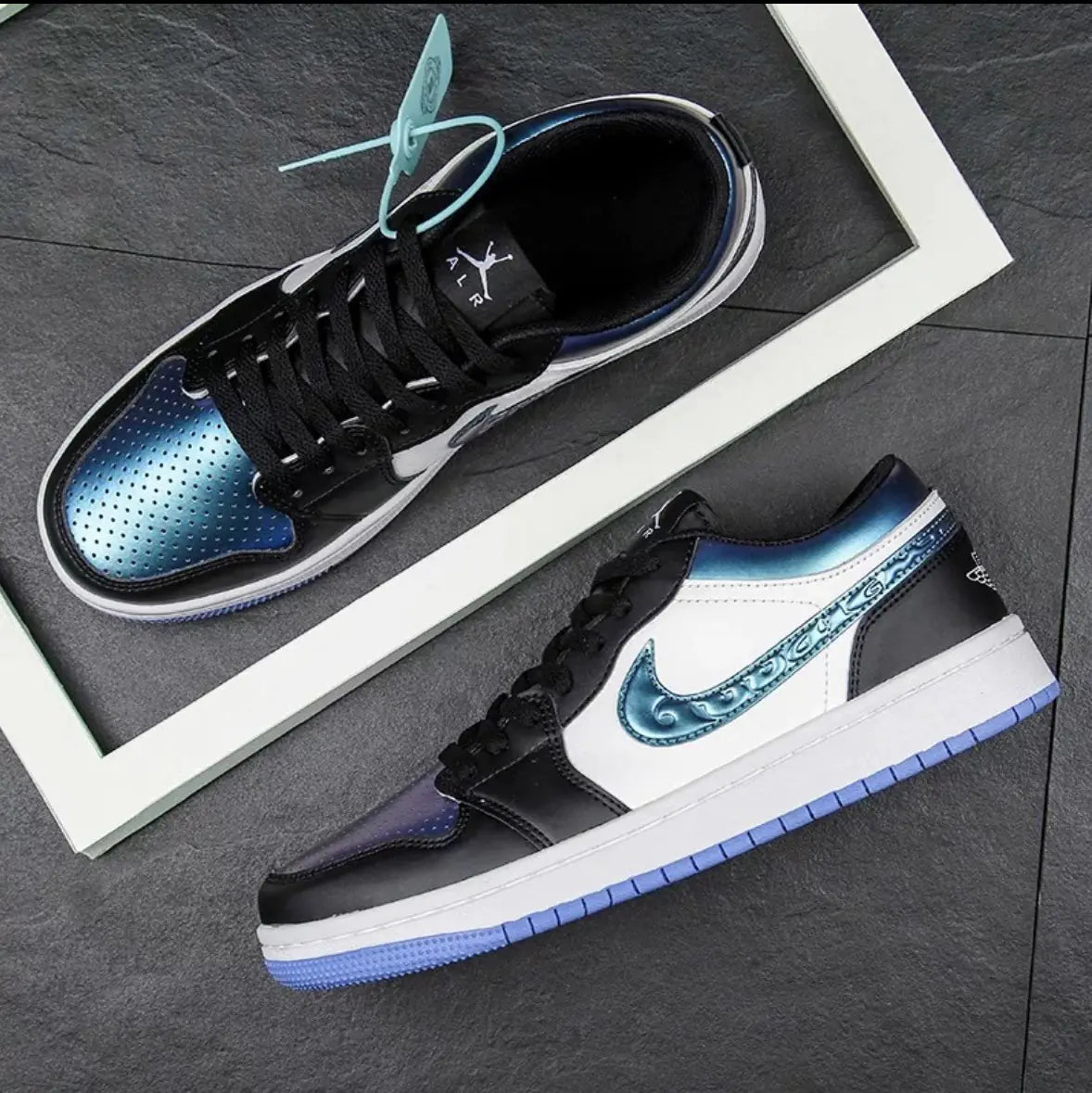 Chaussures de basket Dunk AJ1 Low blanches pures pour couples