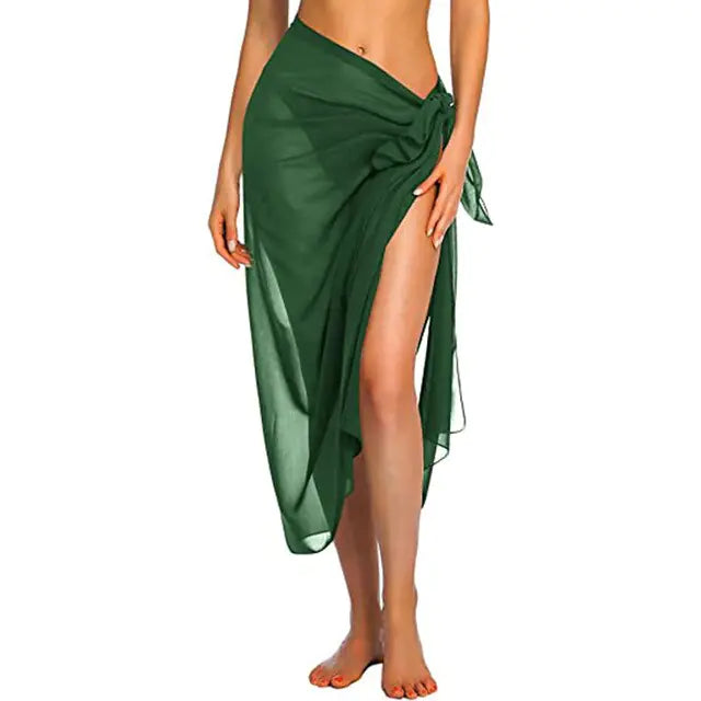 Swimwear Cover-ups Dark Green-Long One Size