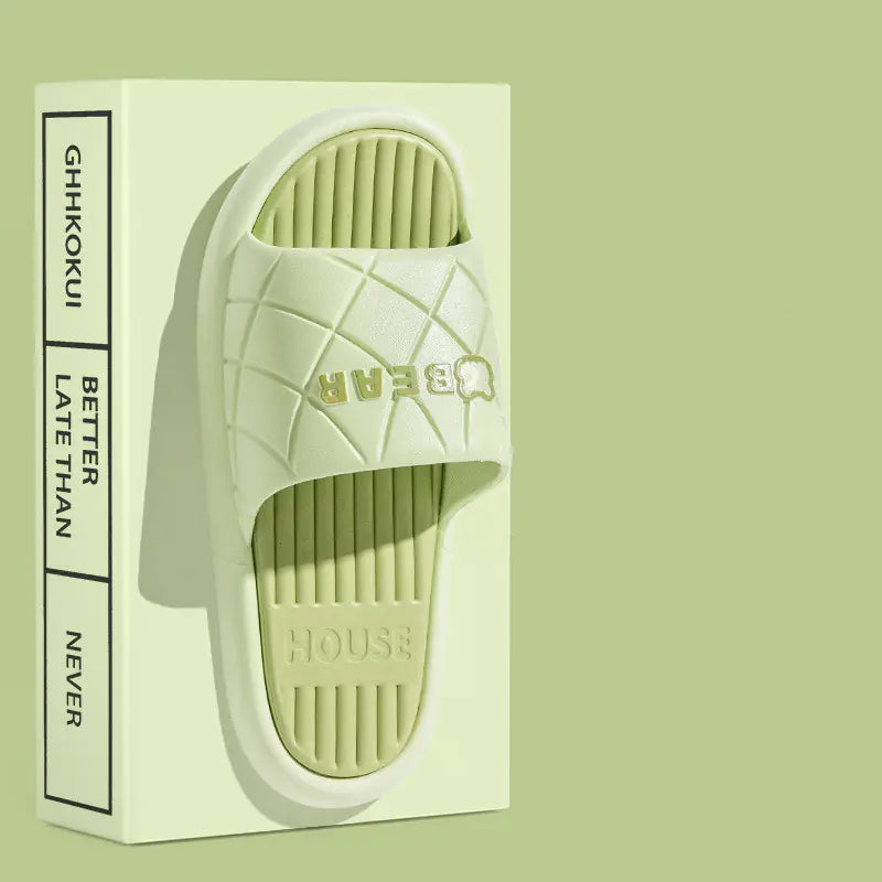 Women's Anti-Slip Striped Bear House Slippers for Summer