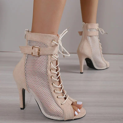 2022 Autumn New Mesh Peep-Toe Dance Heels for Women