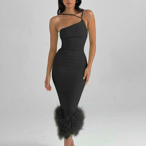 Sexy Backless Mermaid Long Dress Black