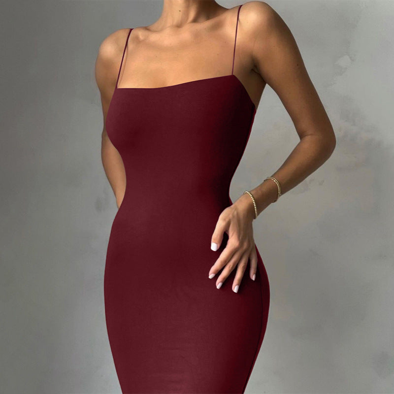 Sexy Spaghetti Strap Bodycon Maxi Dress