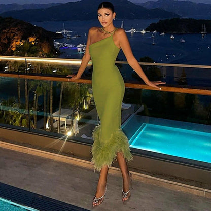 Sexy Backless Mermaid Long Dress Green