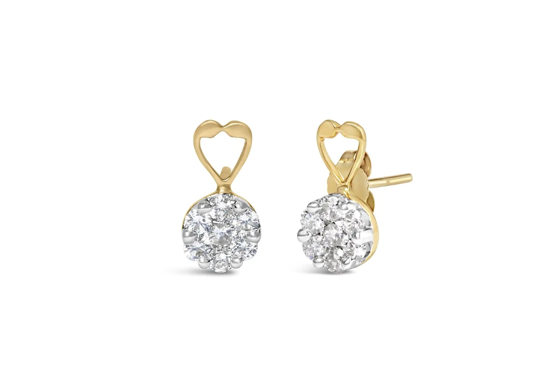 14K Yellow Gold 1ct. TDW Round-cut Diamond Earrings (I-J,SI2-I1)