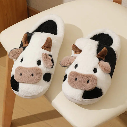 Cute Cow Plush Calf Slippers for Women - Cozy Indoor Footwear
