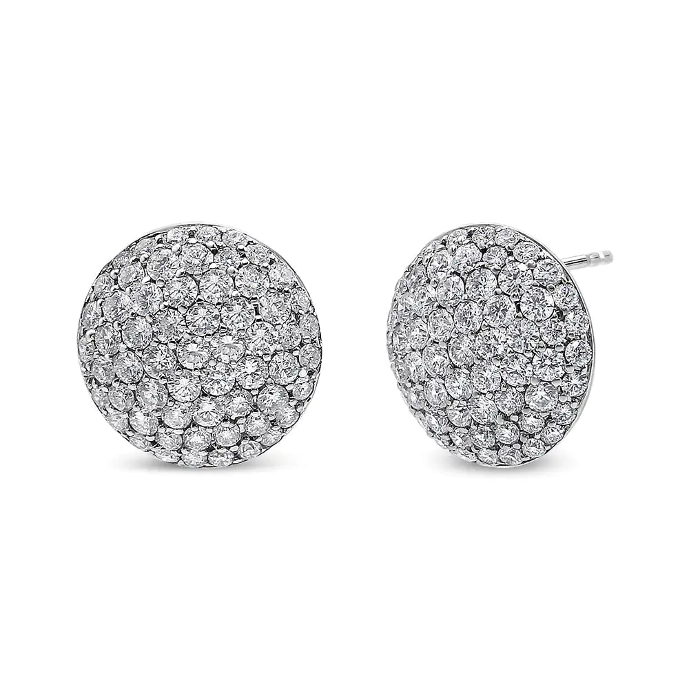 18K White Gold 3 1/2 Cttw Shared Prong Set Diamond Cluster Composite Disc Stud Earrings (F-G Color, VS1-VS2 Clarity)