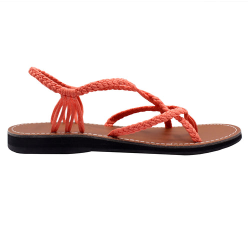 Markerandhands Handwoven Rope Flat Sandals For Women Spring Salmon Salmon