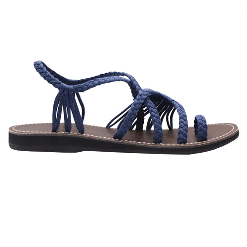 Markerandhands Handwoven Rope Flat Sandals For Women Tour Sapphire Sapphire Blue