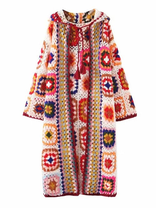 Bohemian Crochet Cardigan Vintage Jacket Coat One Size as the picture shows