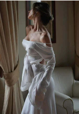 Robe longue Pénélope - Robe dos nu en maille style français