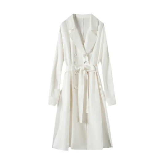 Women's Over-the-Knee Trench Coat with Silk Waist