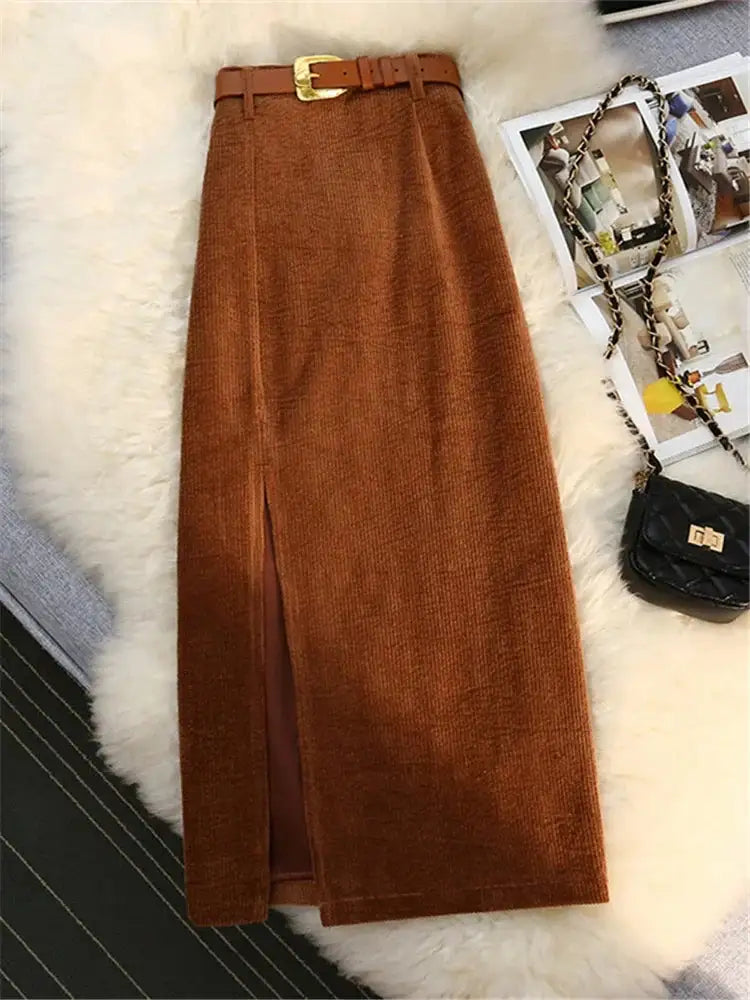 Corduroy Women Skirt Coffee