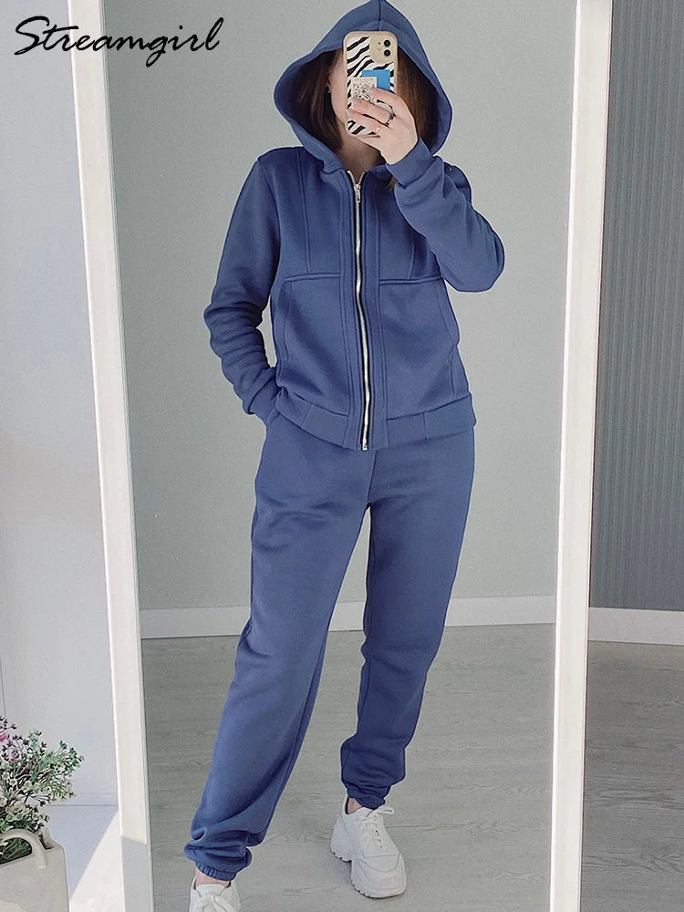 Streamgirl Winter Velvet Tracksuit Two-Piece Set