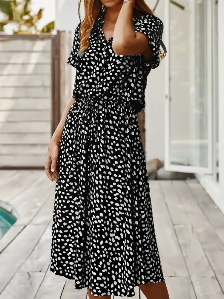 Vintage Polkadot Dress Black