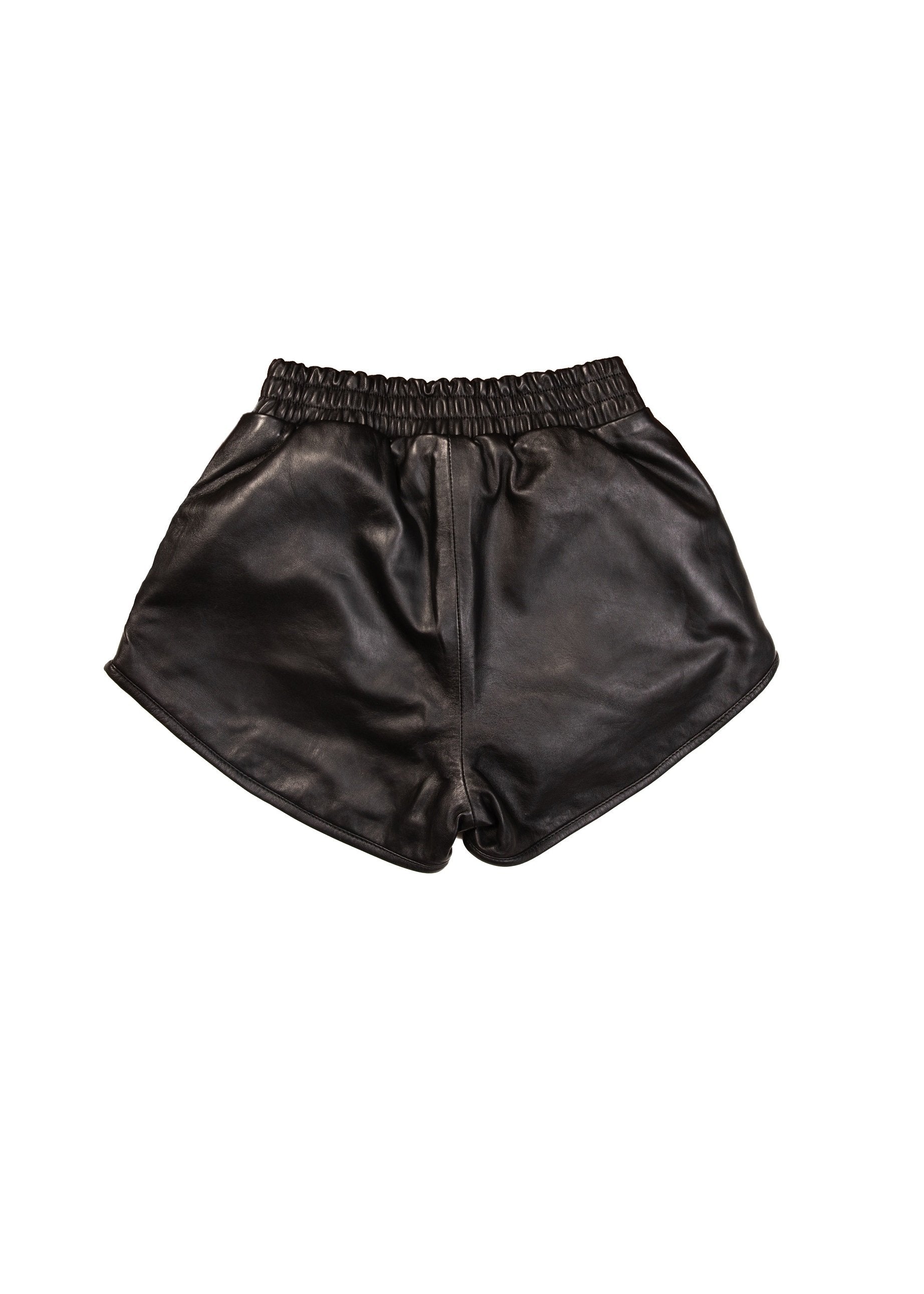 Fadcloset Women's Fashion High Waist Black Leather Shorts