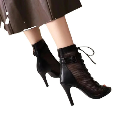 2022 Autumn New Mesh Peep-Toe Dance Heels for Women