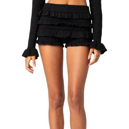 Women Knit Shorts Black