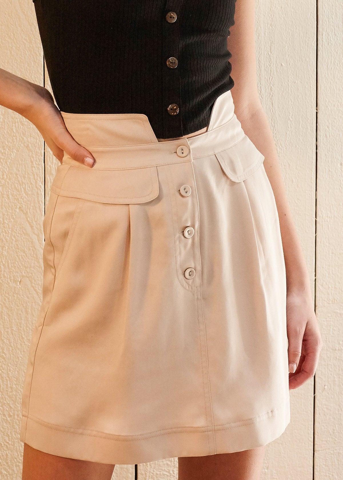 Women's High Waisted Utility Skirt in Sand