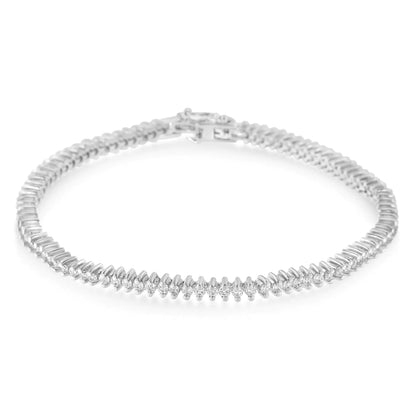 18K White Gold Round Cut Pave Diamond Tennis Bracelet (2.00 cttw, H-I Color, SI2-I1 Clarity)