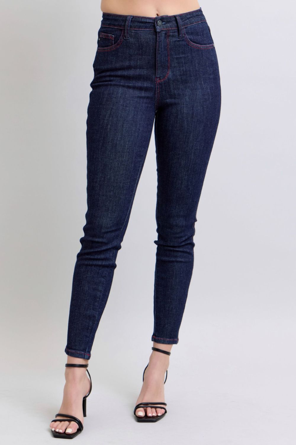 Judy Blue Full Size Heart Shaped Back Pockets Skinny Jeans Dark