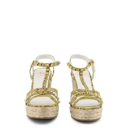 Yellow Snakeskin Wedge Sandals