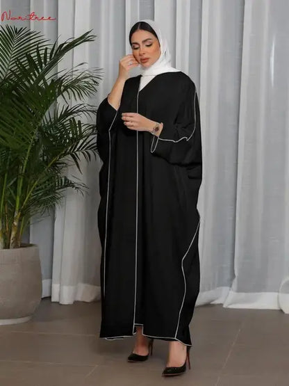 Oversized Abayas With Belt Black No Scarf One Size