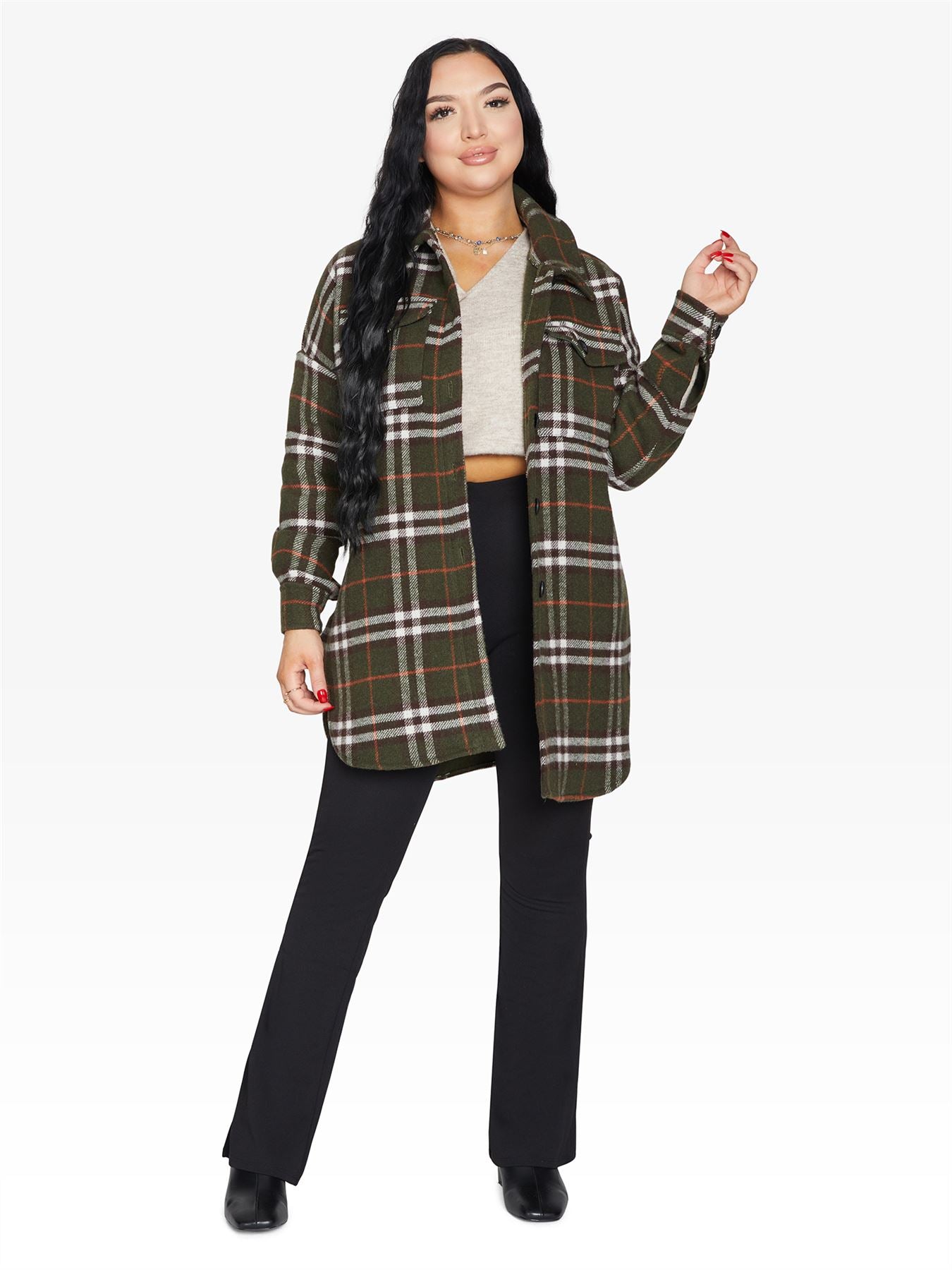 Oversized Nova Check Wool Blend Shacket