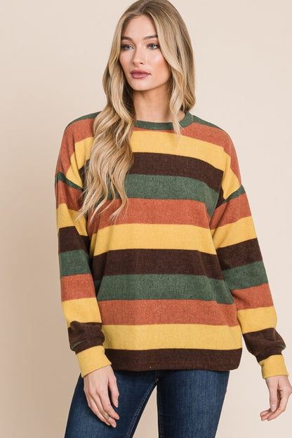 BOMBOM Multi-Color Striped Knit Top