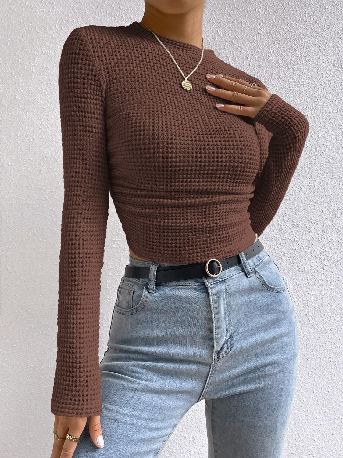 Honey Round Neck Long Sleeve T-Shirt