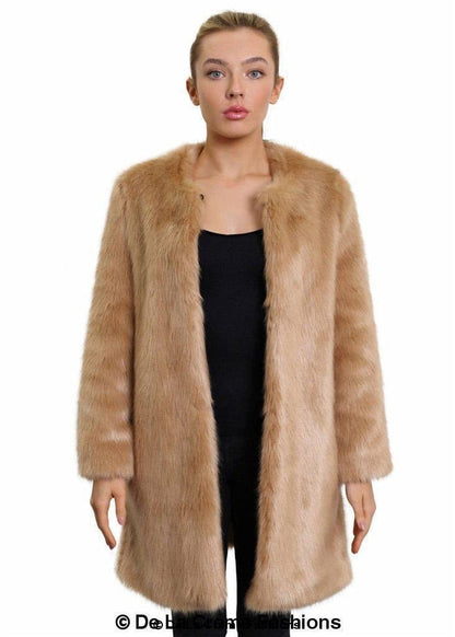 De La Creme Womens Faux Fur Classic Coat