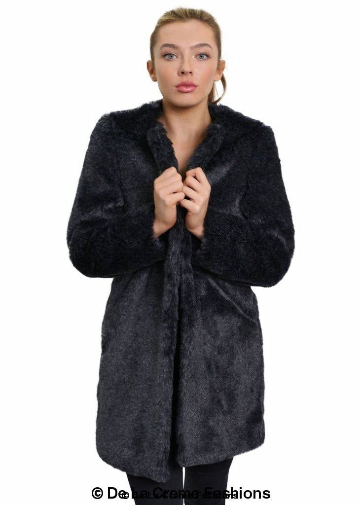 De La Creme Womens Faux Fur Classic Coat