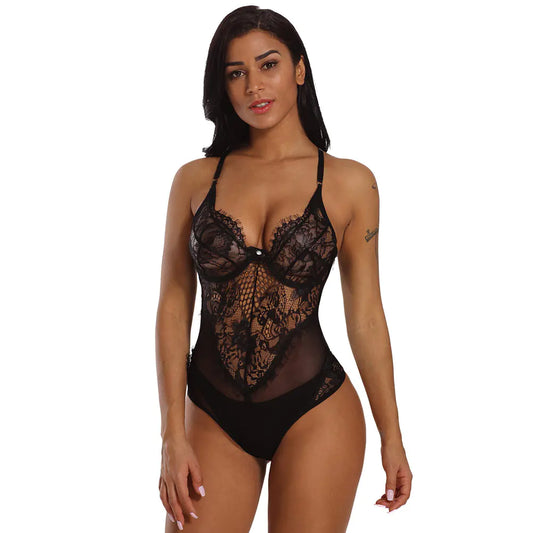 Sleeveless Lingerie, Bodystocking, Sheer Jumpsuit
