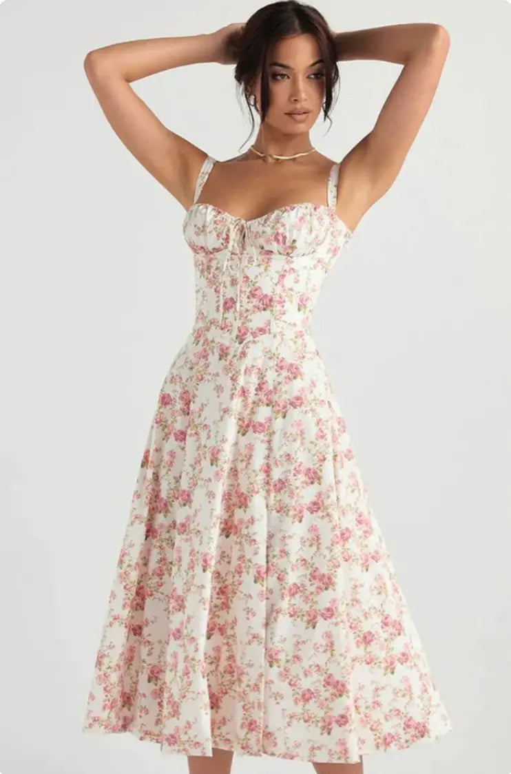 Quinn Midi Dress Floral Rose