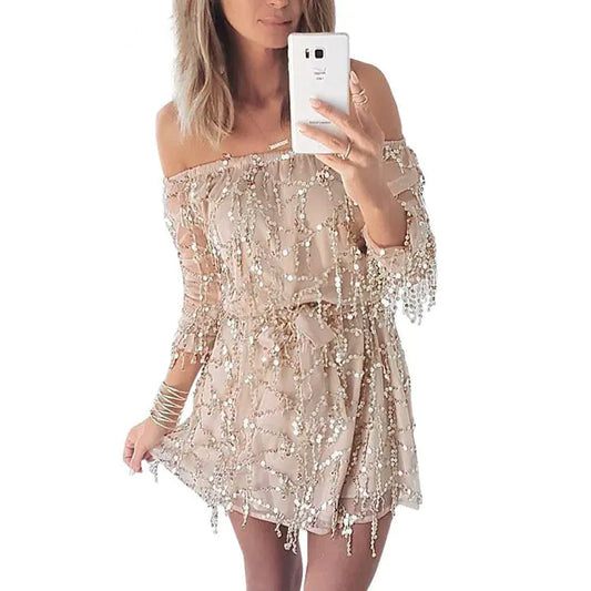 Robe à paillettes, robe courte de soirée, robe à franges