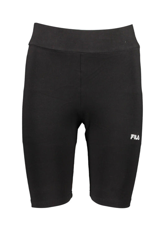 Fila Chic Black Cotton Short Leggings with Logo Embroidery